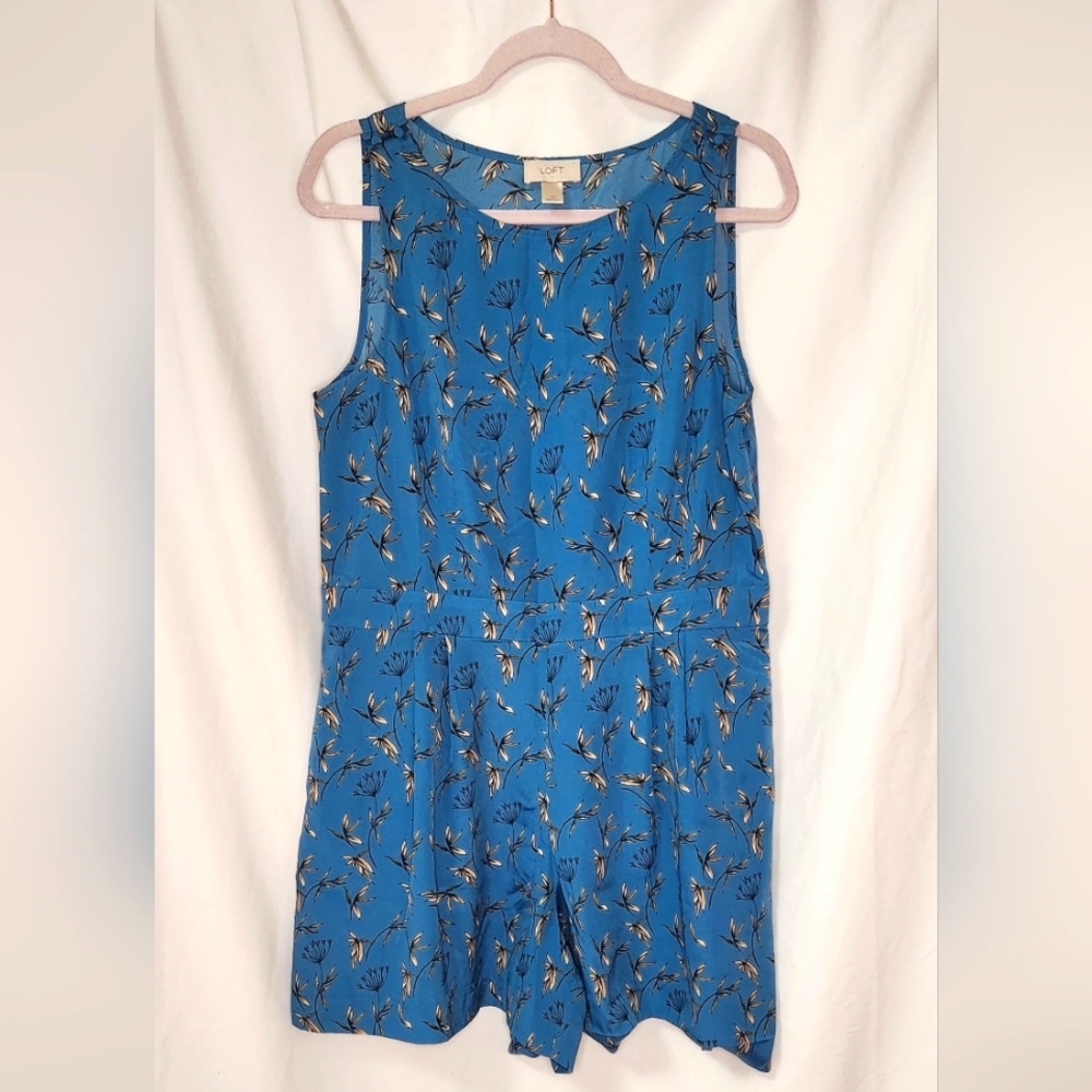 Loft Blue Floral Silky Romper size 12